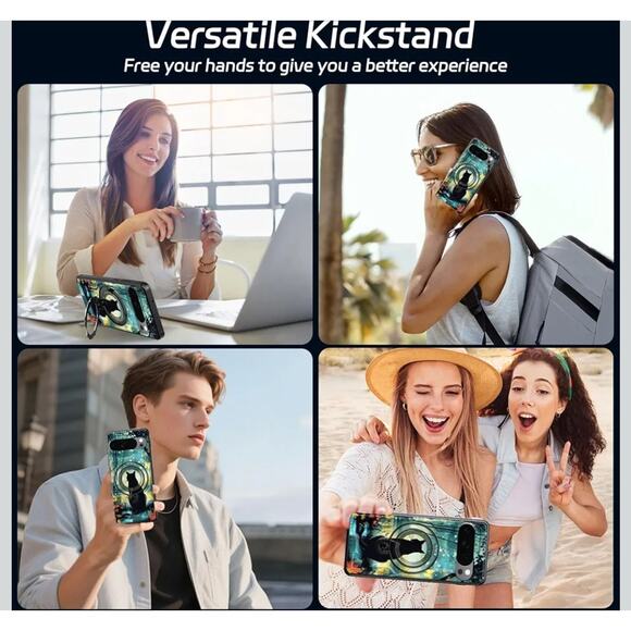 Black Cat Phone Case Cover For Google Pixel 10 Pro XL Military Magnetic Ring - Picture 6 of 10